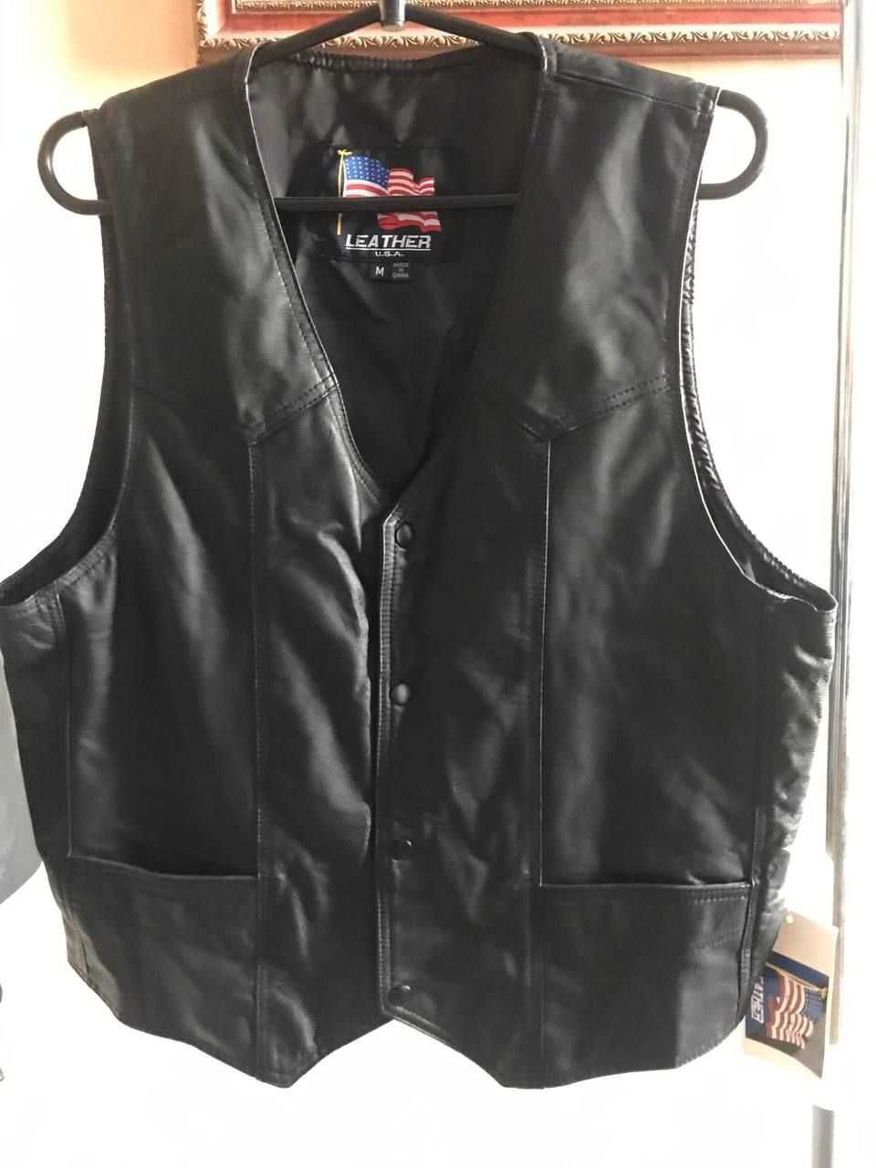 Кожаные байкерские жилетки. Мотоциклетные жилетки. Made in USA.