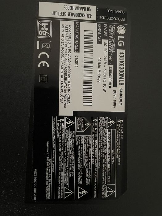 Телевізор LG 43UK6300MLB під ремонт або на запчастини