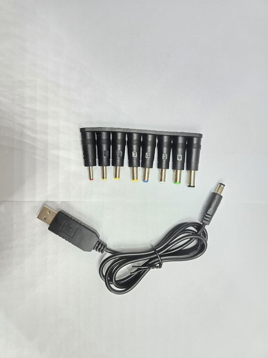 Кабель для роутера від павербанка з 5В USB на 12В DC + 8 перехідників