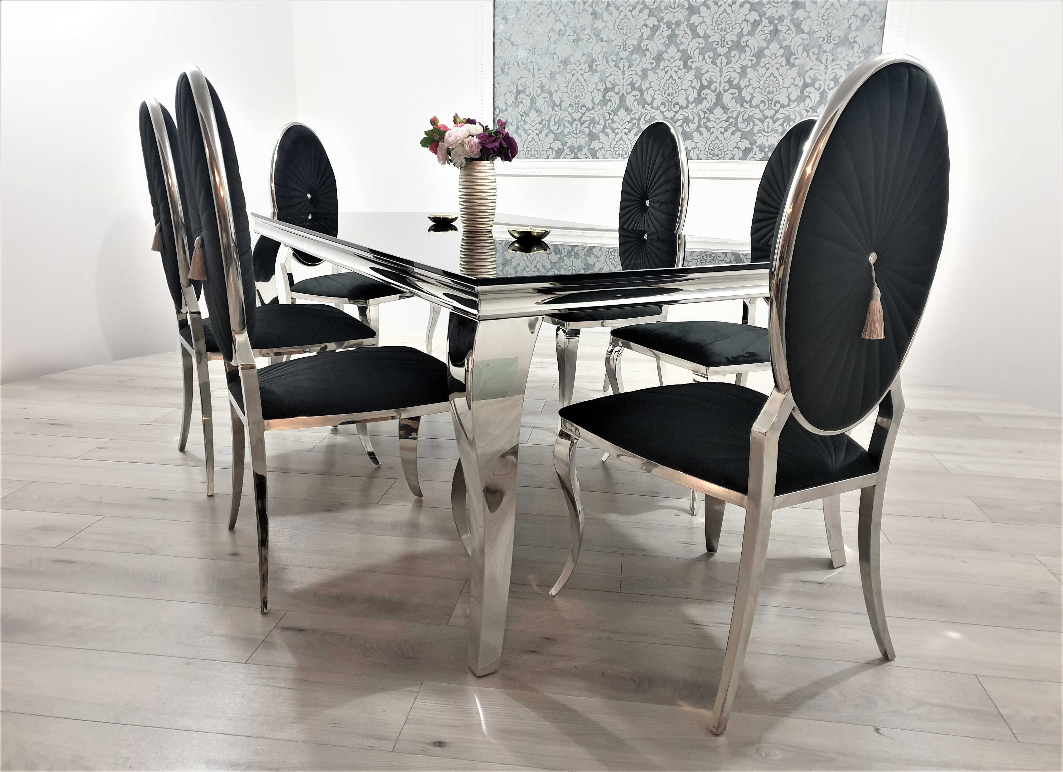 EXTRA Glamour Jadalnia Stół 200x100 + 6 Krzeseł OVAL