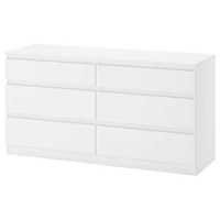 KULLEN Komoda, 6 szuflad, biały, 140x72 Malm  Nowa w kartonach Ikea