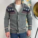 Sweter długi szary w granatowo bordowe wzory Jack&Jones  rozmiar L