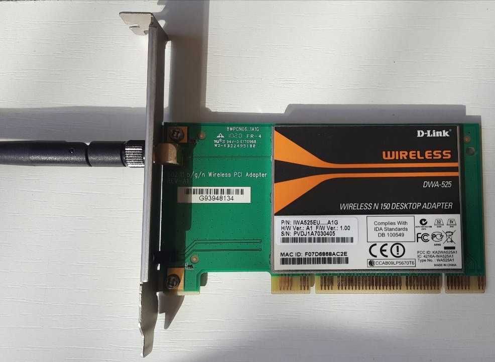 Мережевий Wi-Fi адаптер PCI (B/G/N) D-Link DWA-525