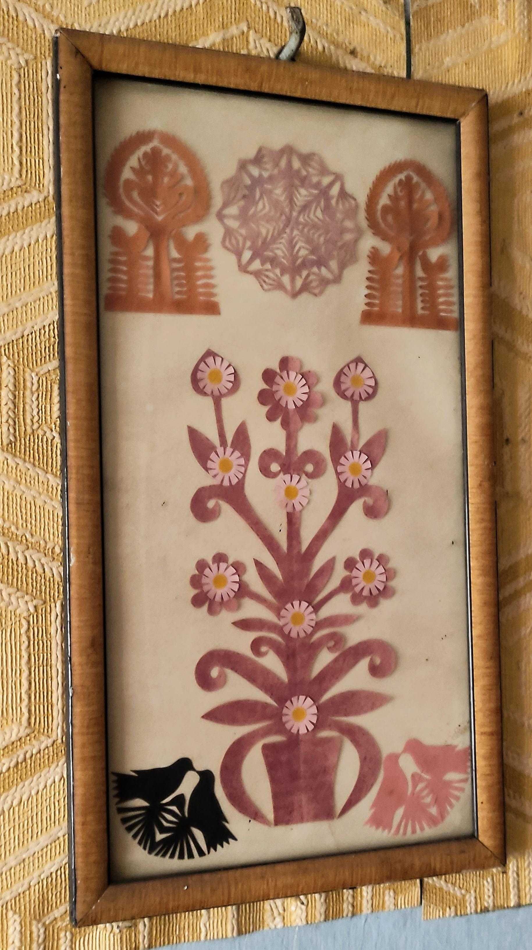 Stare wielokolorowe wycinanki łowickie z lat '80-tych ubiegłego wieku!