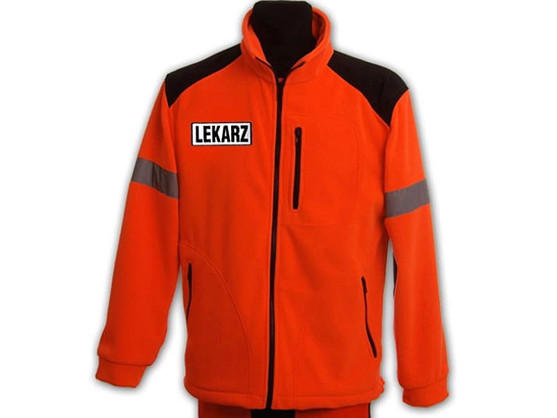 Polar ratowniczy FLUO z kompletem odblaskowych emblematów na rzep (3XL