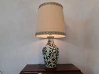 Lampa ceramiczna stołowa/podłogowa, ręcznie malowana, zielone listki