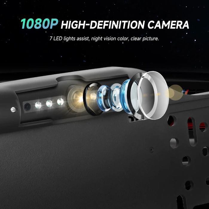 Mini Câmara FullHD marcha atrás na placa de matrícula visão nocturna