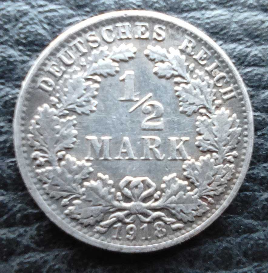 Monety srebrne 3 sztuki 1/2 marki 1909 - 1918 Niemcy Ag srebro