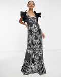 Sukienka bogato zdobiona maxi Asos XS/S