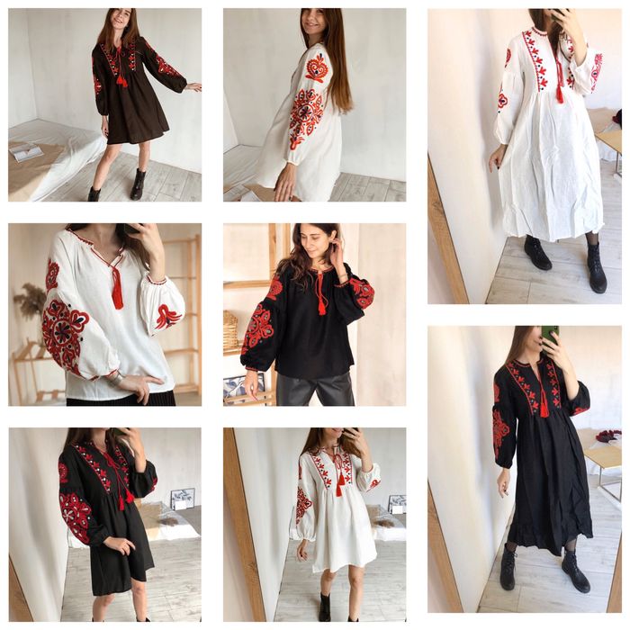 Бавовняна сукня з вишивкою, об’ємний рукавчик