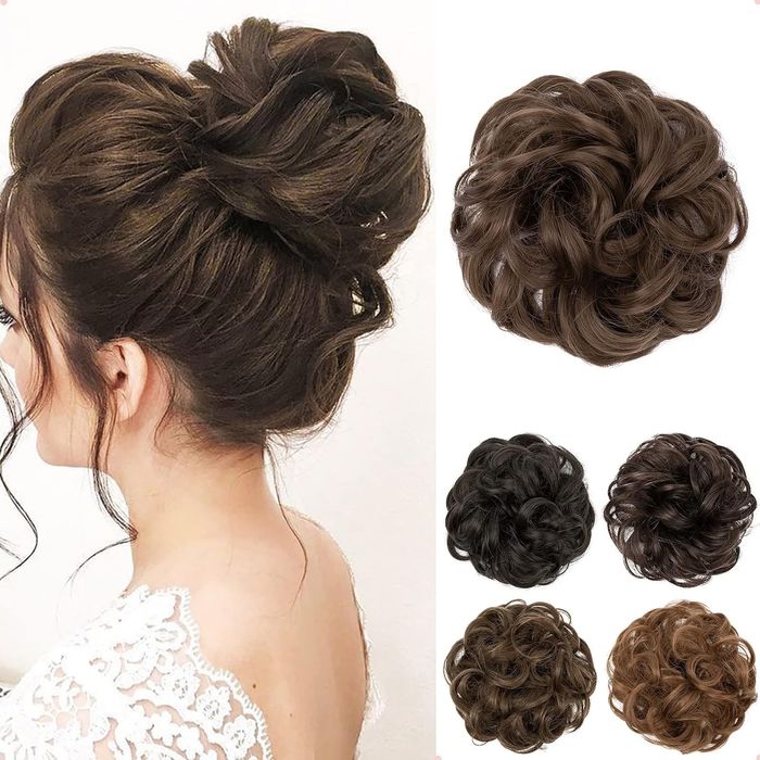 Treska do włosów kok włosy kręcone falowane dla kobiet średni brąz