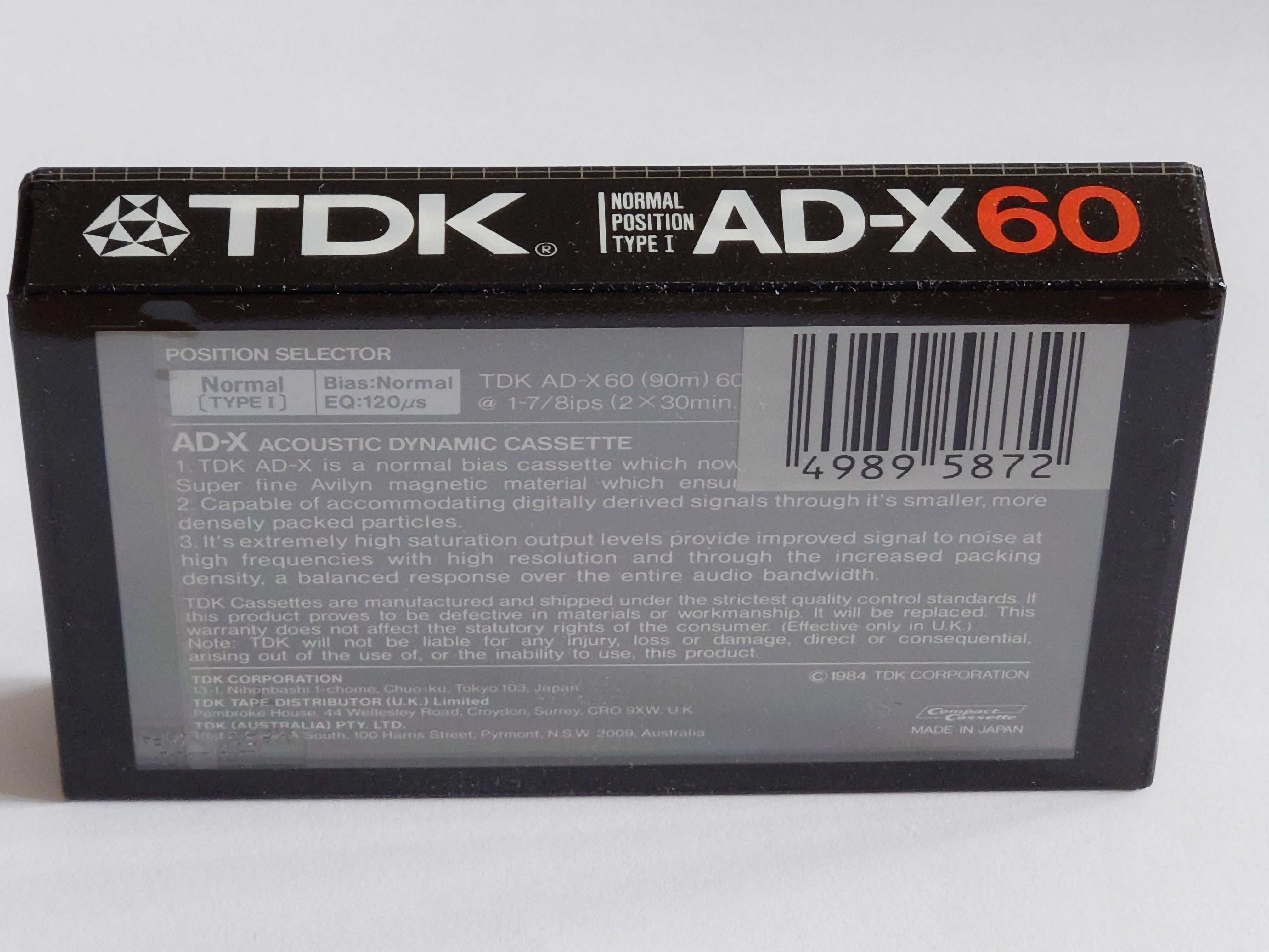 TDK AD-X 60 model na lata 1984/1985 rynek Europejski