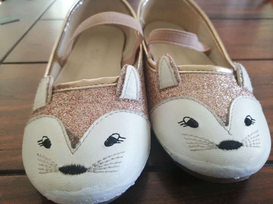 Baleriny Nelly blu, błysk brokat złoto rozmiar 28, długość wkładki 18c