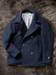Orcival, Melton wool, wełniany, granatowy płaszcz, peacoat