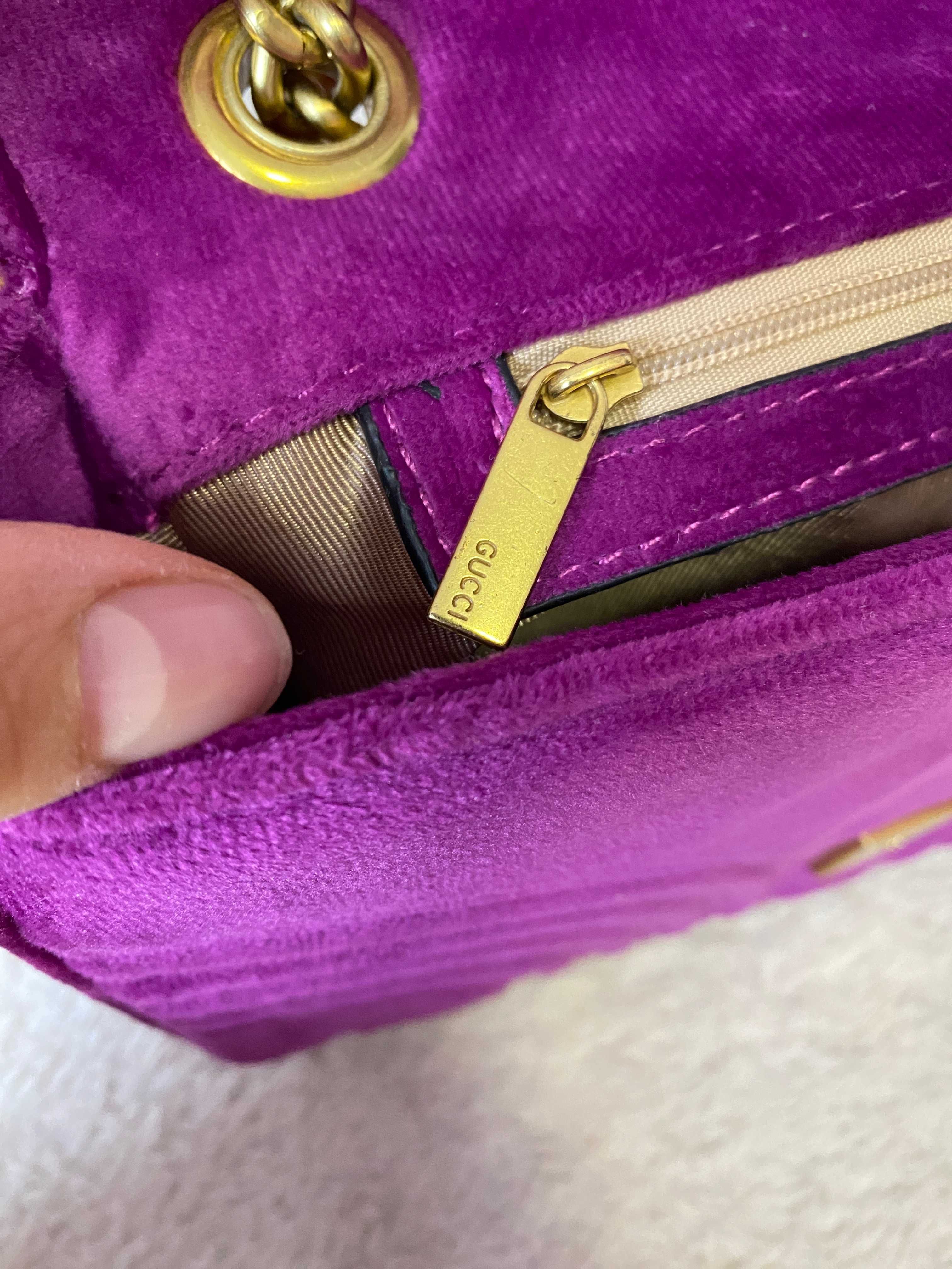 Gucci GG Marmont Matelasse велюровая сумка с цепным ремнем