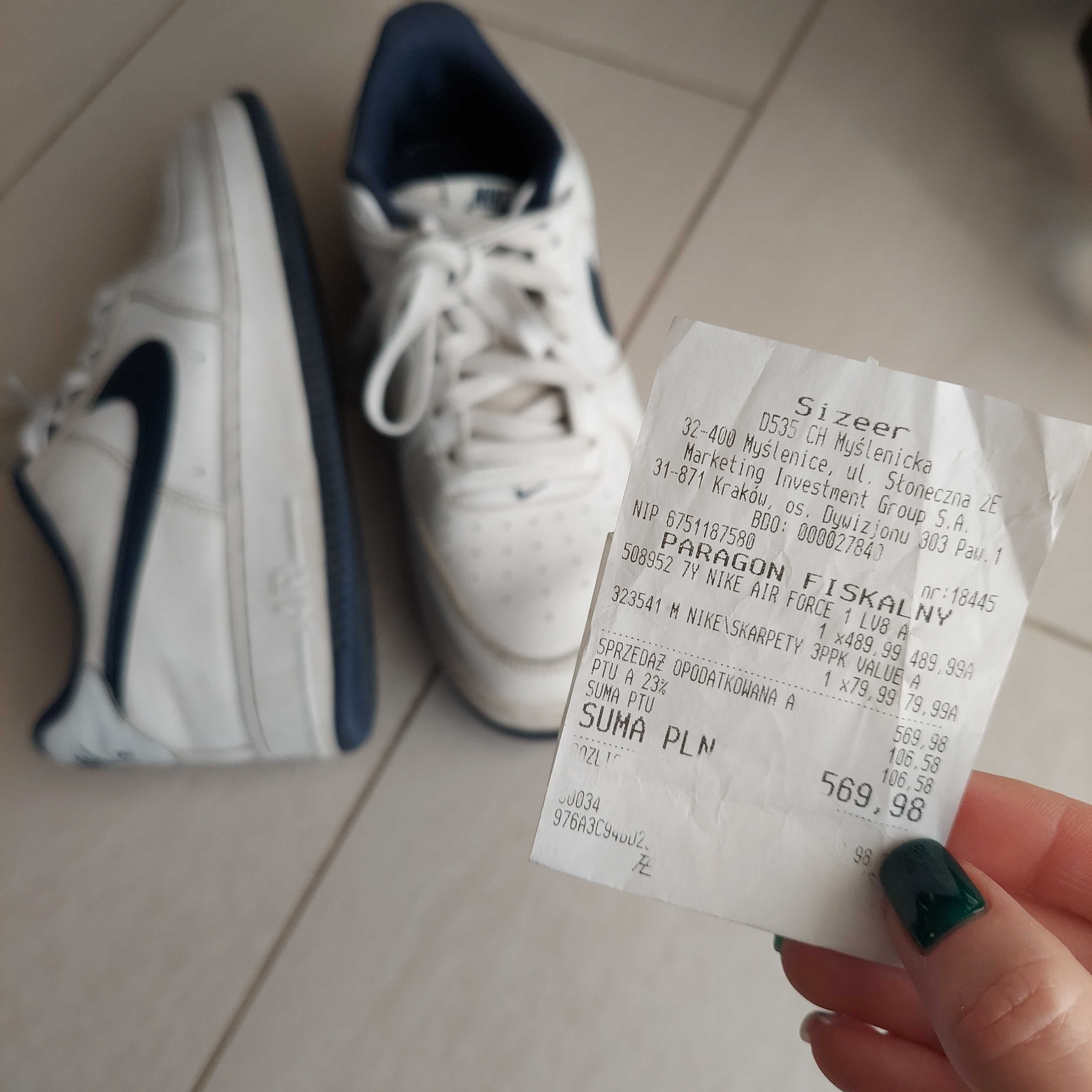 Nike Air Force rozm.40 białe paragon pudełko