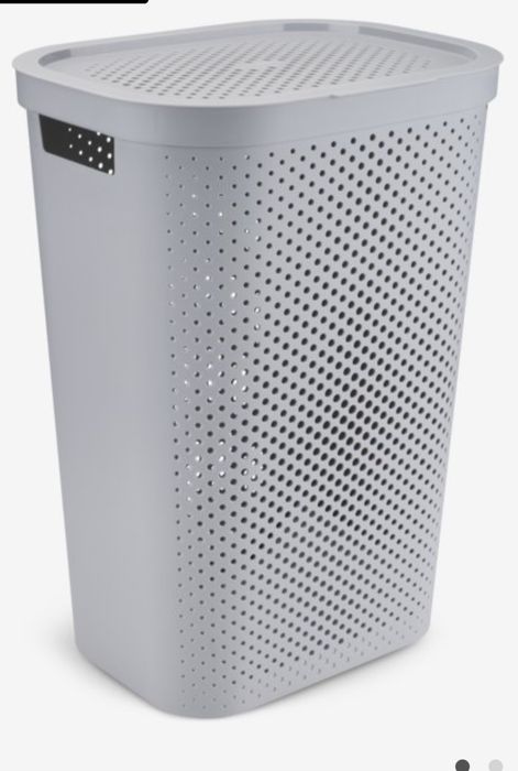 Kosz na pranie szary duży, kosz plastikowy na pranie