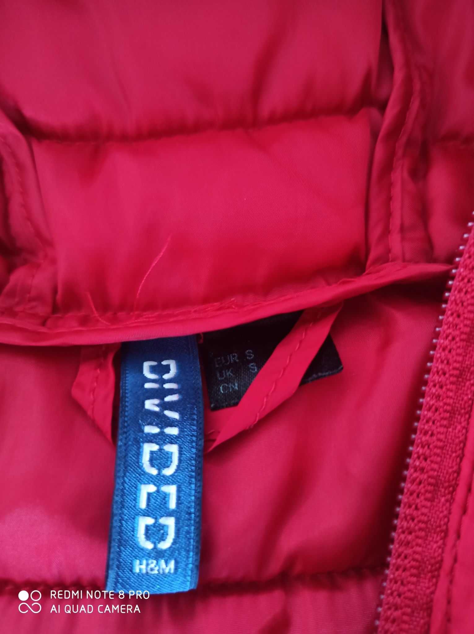 kurtka czerwona z kapturem H&M rozm S damska męska unisex
