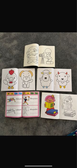 1 jogo memória+ 1 dominó madeira + 5 livros pintar novos 2-6anos