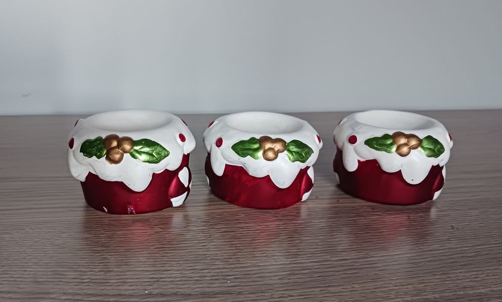 Świąteczne świeczniki, ceramika, 3 szt, Xmas.