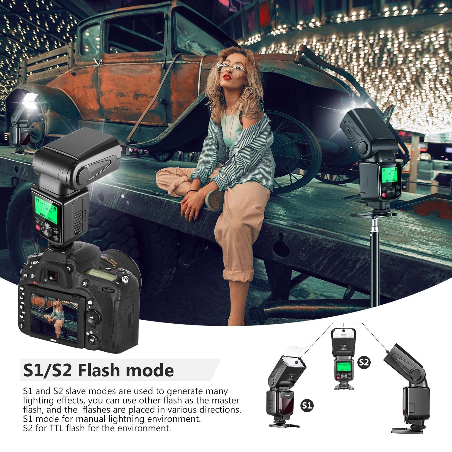 Flash Speedlite com visor NEEWER 750ii para SELADO Nikon