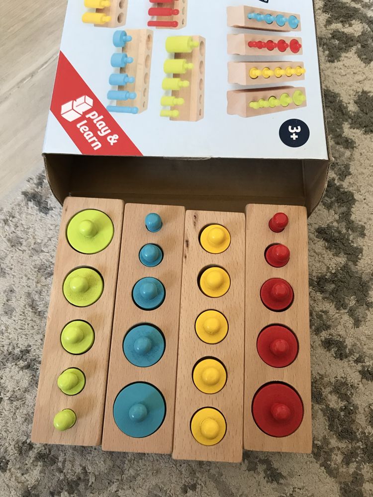 Gra logiczna odważniki Cylindry drewniane gra Montessori, Small Foot