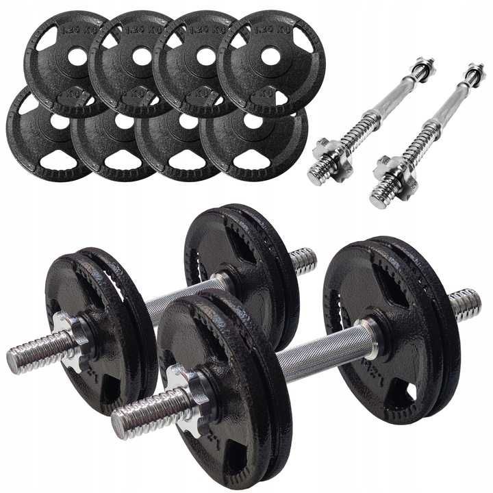 HANTLE ŻELIWNE 2 x 7,5 kg gryf Talerze zestaw 15 kg