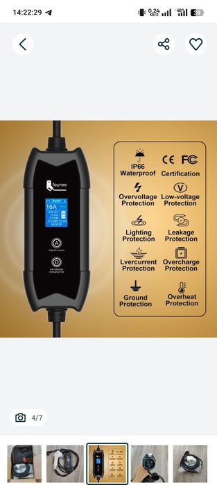 Зарядка type 1/tesla type 2 gbt feyree 3.5Квт 16А Tesla для електроавт