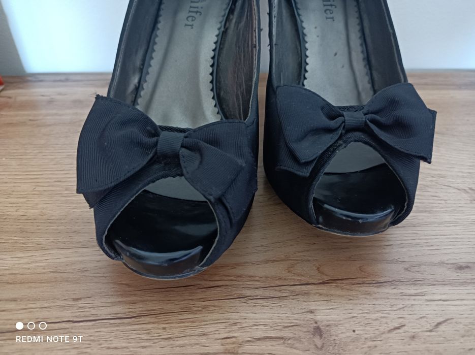 Czarne szpilki Jennifer z odkrytymi palcami sandały  na obcasie 39