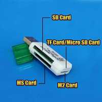 Кардидер (адаптер)2в1 для sd, tf, micro sd, ms, m2 карт(card)