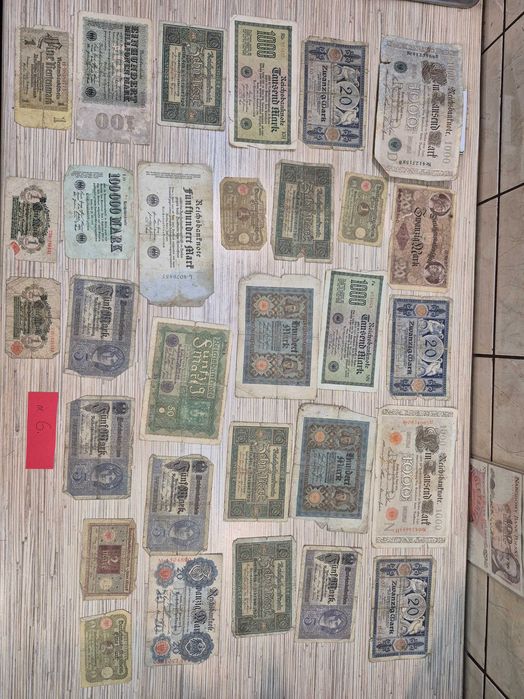 Starocie tanie zestawy starych podniszczonych banknotów