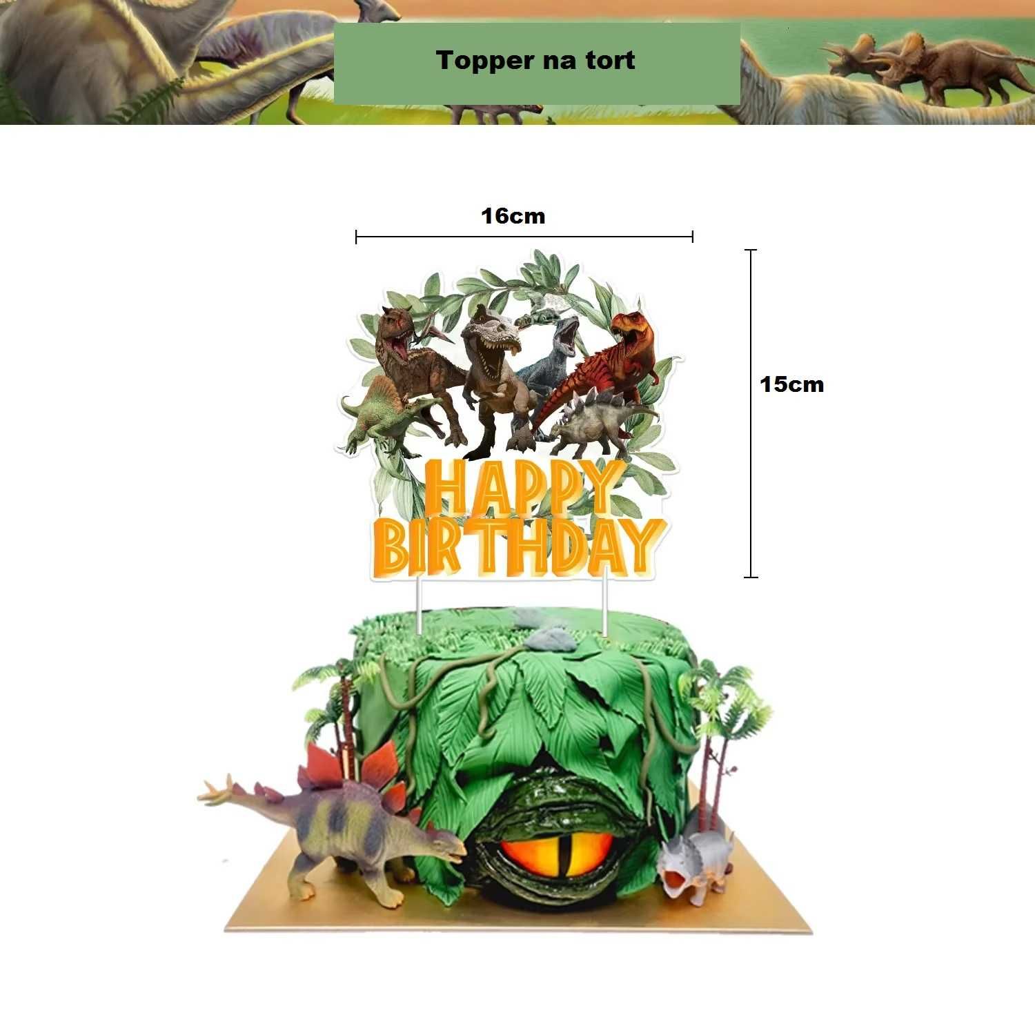 Zestaw Urodzinowy Dinozaury T-Rex 4 części Balony Baner Topper