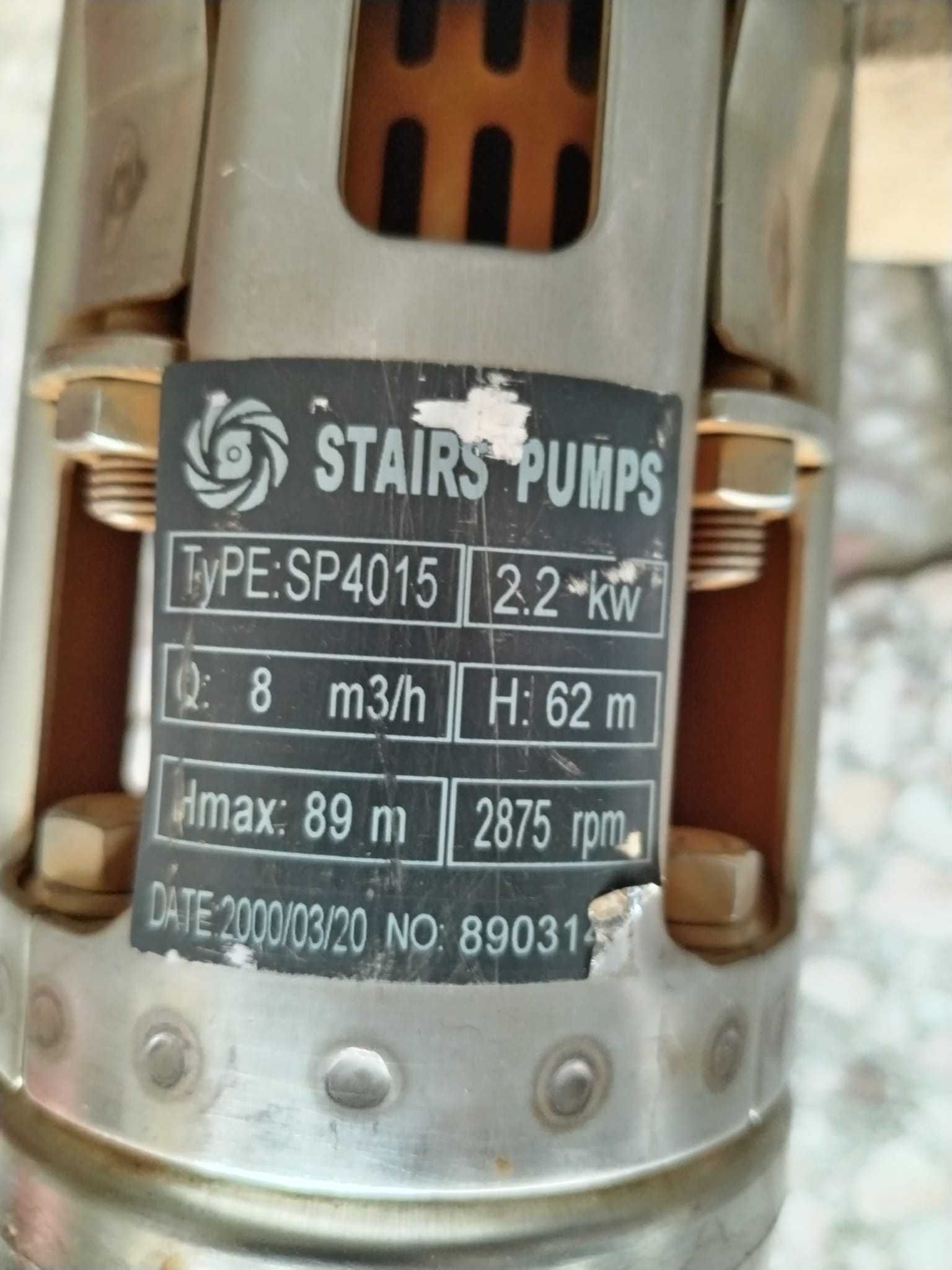 Bomba submersível de furo artesiano 2.2 kW, 2 polegadas