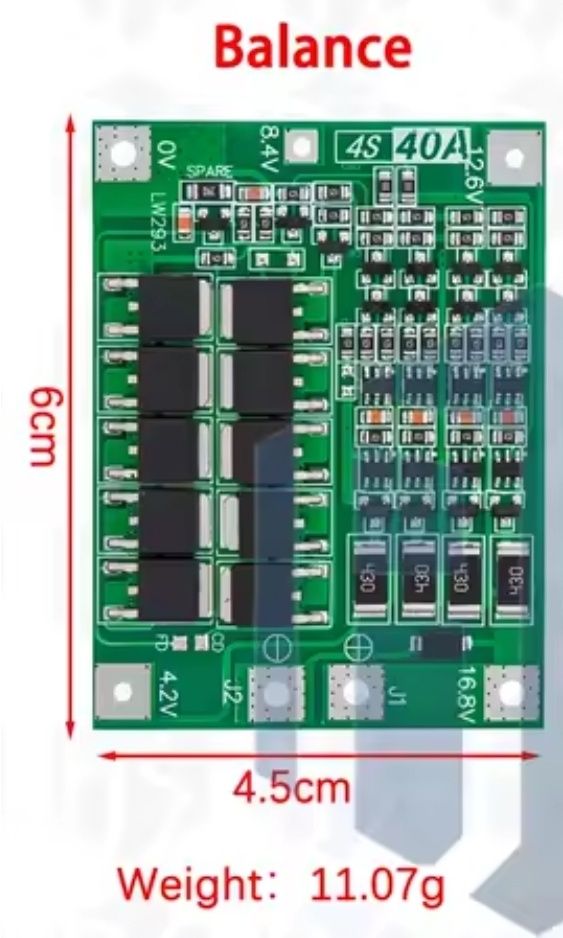Плата BMS 3S, 4S, 5S li ion