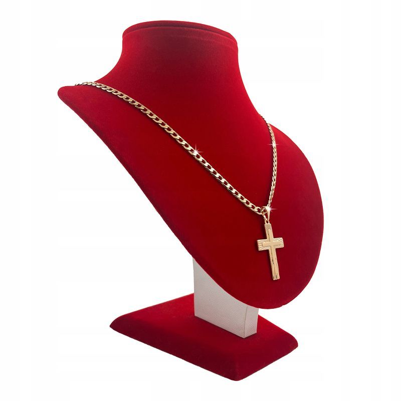 Złoty Łańcuszek Męski Pancerka+krzyżyk 18k 55cm Prezent Dla Niego + Gr