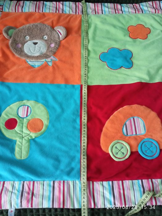 М'який теплий розвиваючий килимок з великим ведмедиком і