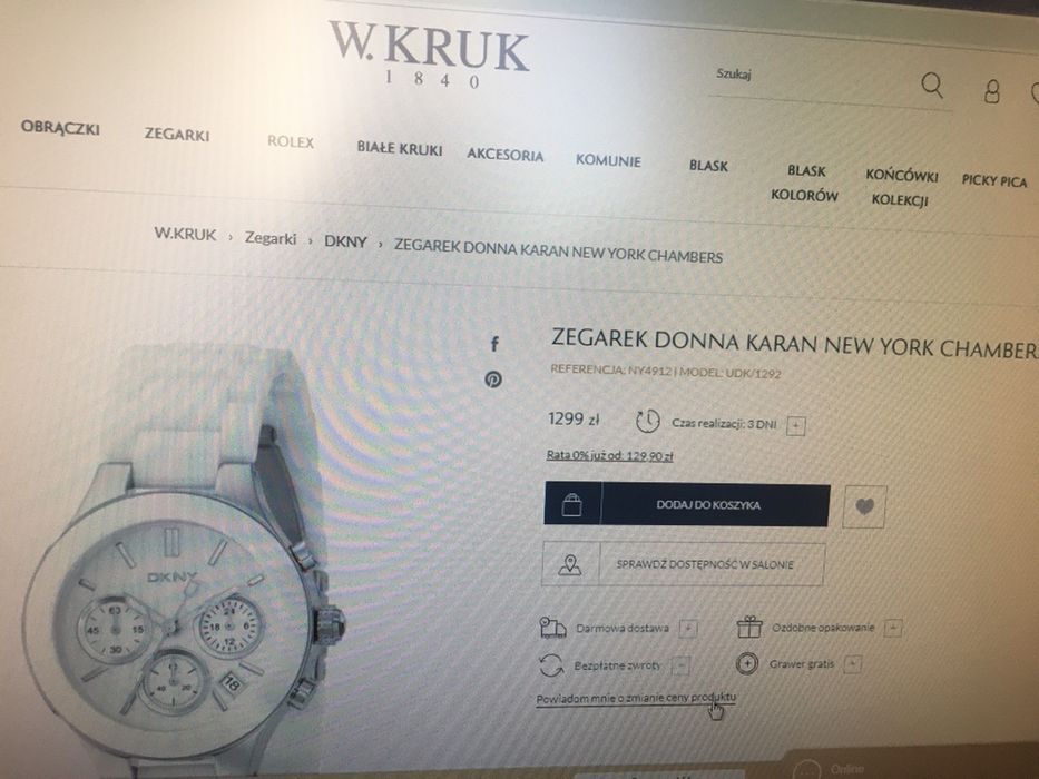 Zegarek Donna Karan New York Chambers biały bransoleta