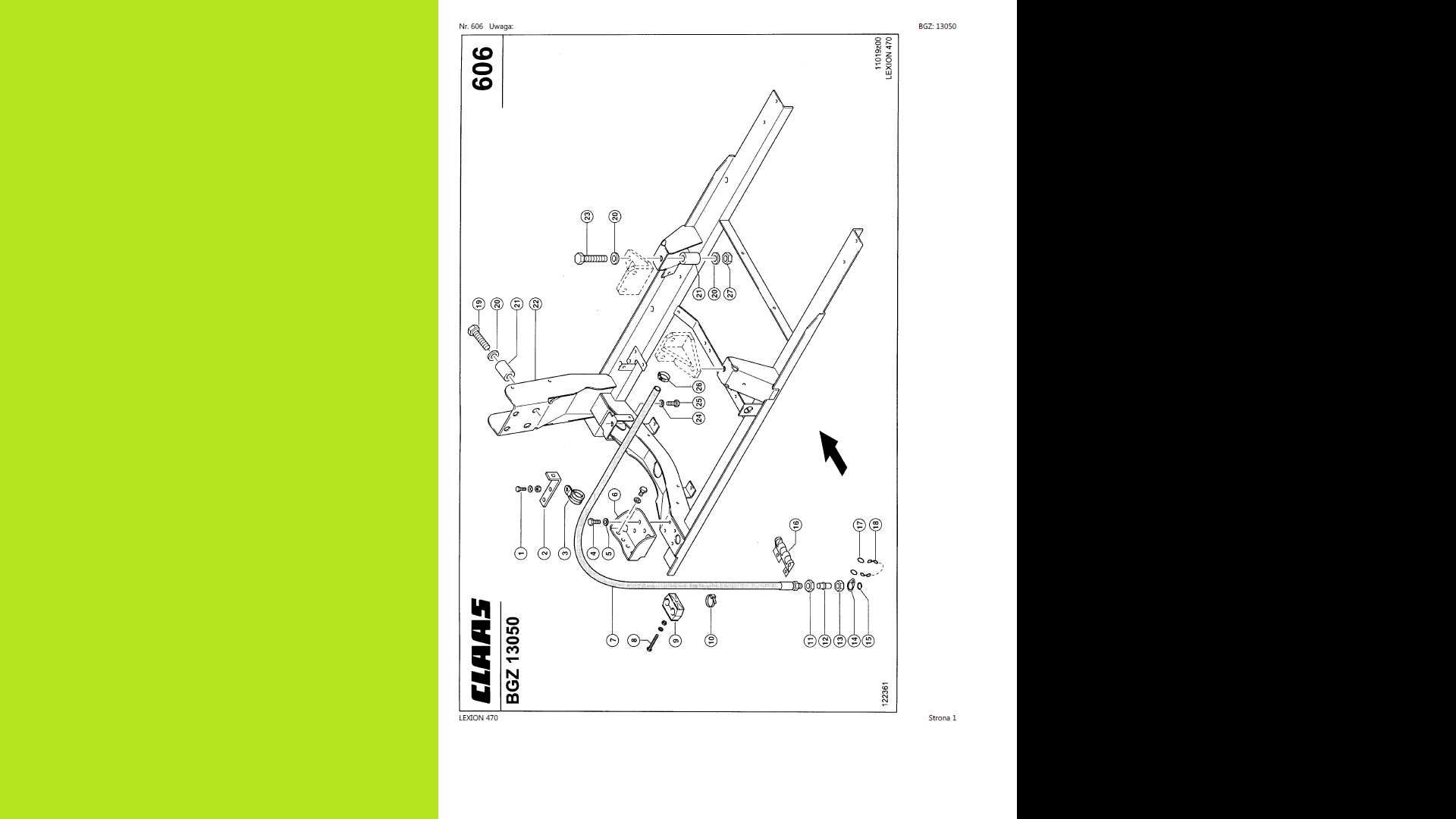 Kombajn CLAAS LEXION 470 katalog części po Polsku