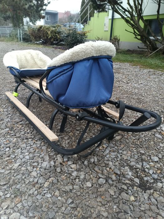 Sanki podwójne, dwuosobowe. Solidne. Pchacz.