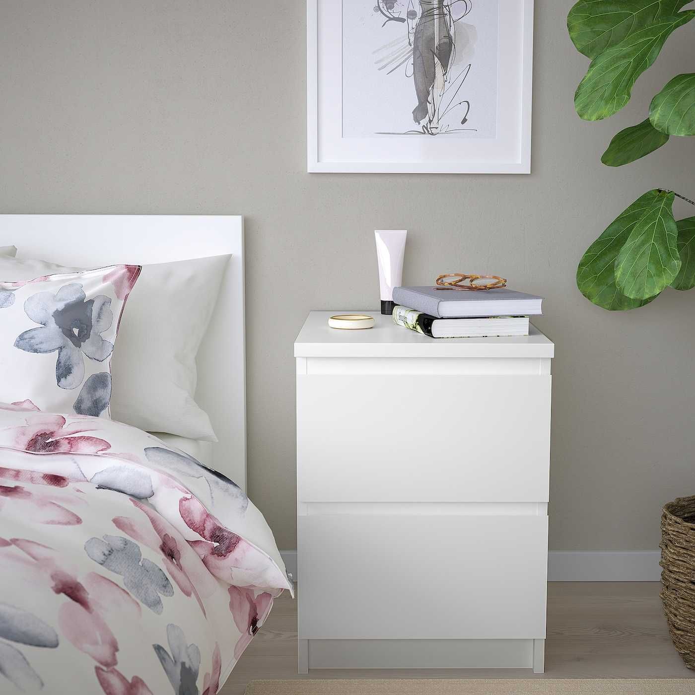 MALM połysk Komoda Nocna Ikea 2 szuflady biała 40x55 Nowa kartony