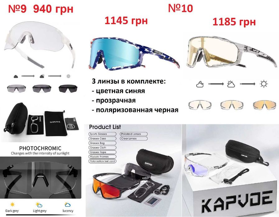 Окуляри фотохромні KAPVOE (Велоочки)