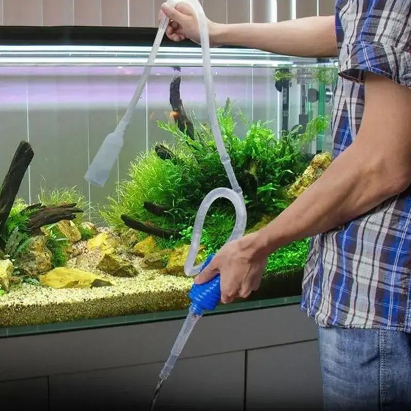 Сифон для акваріуму, грунтоочистник, догляд за акваріумом, помпа
