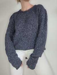 Granatowy sweter oversize wełna bawełna premium Samsoe Samsoe