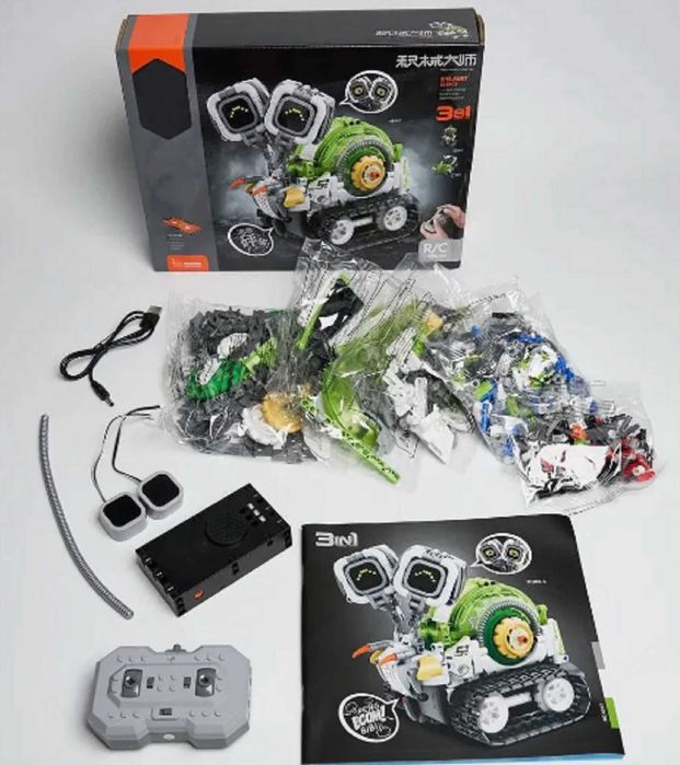 Конструктор STEM на радіокеруванні 3в1 "Турбо Равлик" Робот Бульдозер