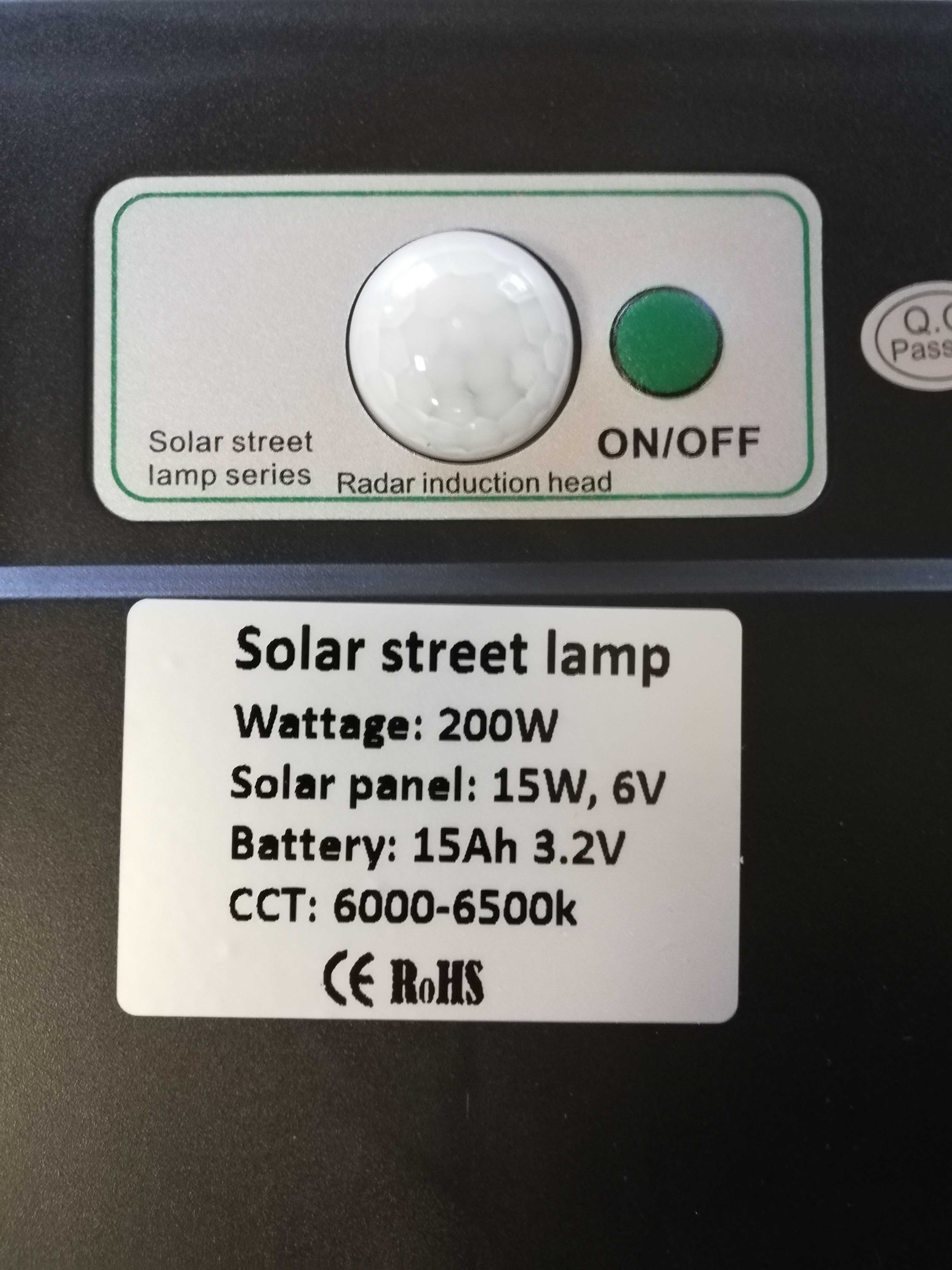 Lampa uliczna latarnia solarna z pilotem 200W LP-200