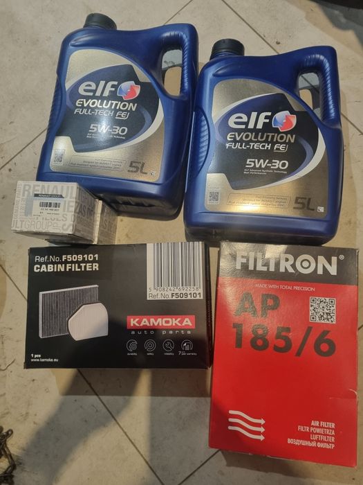 Olej Elf 5w30 i filtry Renault megane III