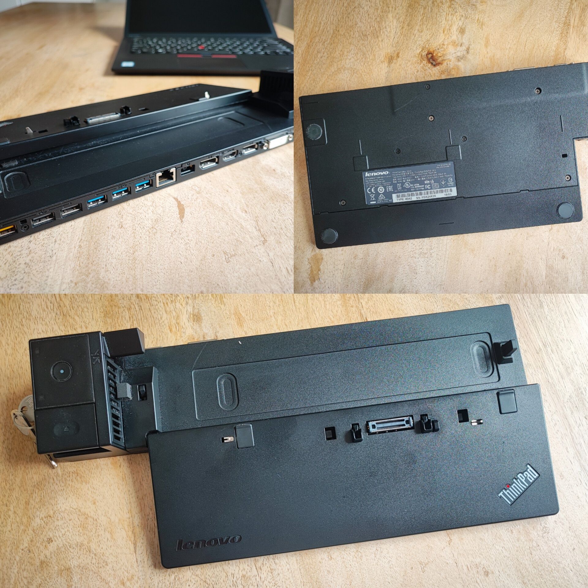 Lenovo T470s, stacja dokująca, dwa zailacze
