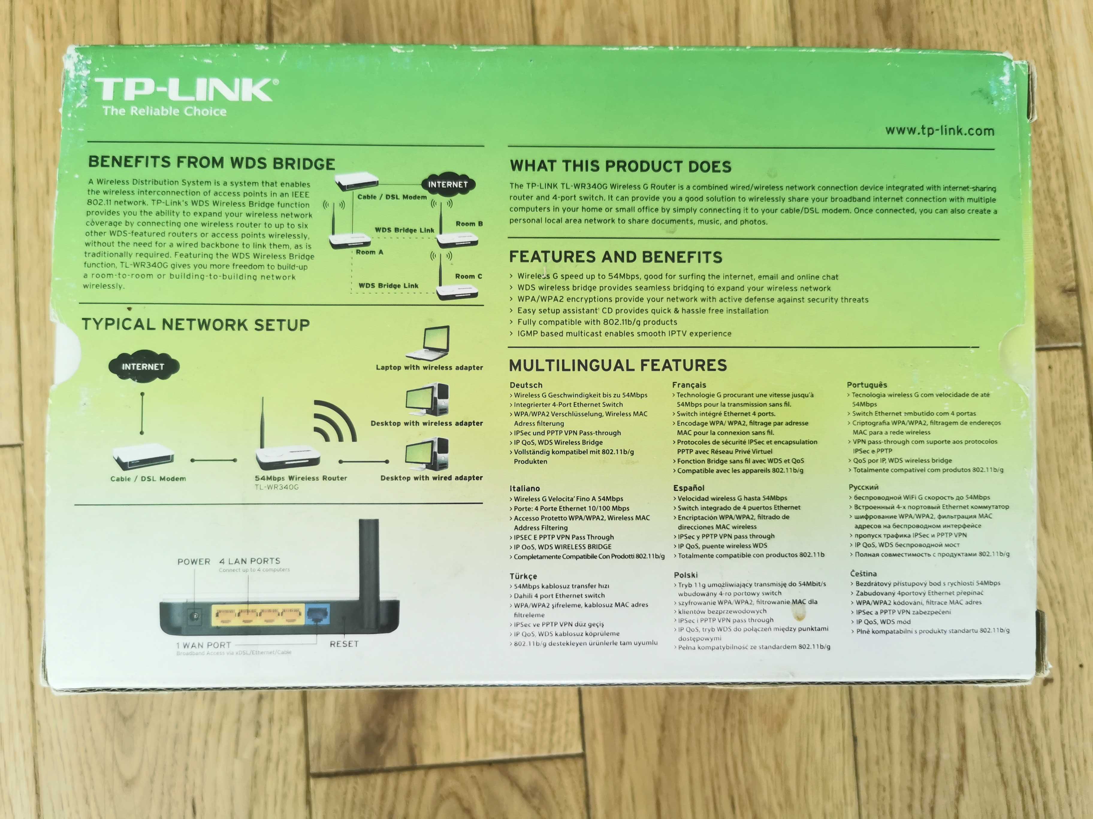 Router TP-Link TL-WR340G | 54 Mbps | 2.4 GHz