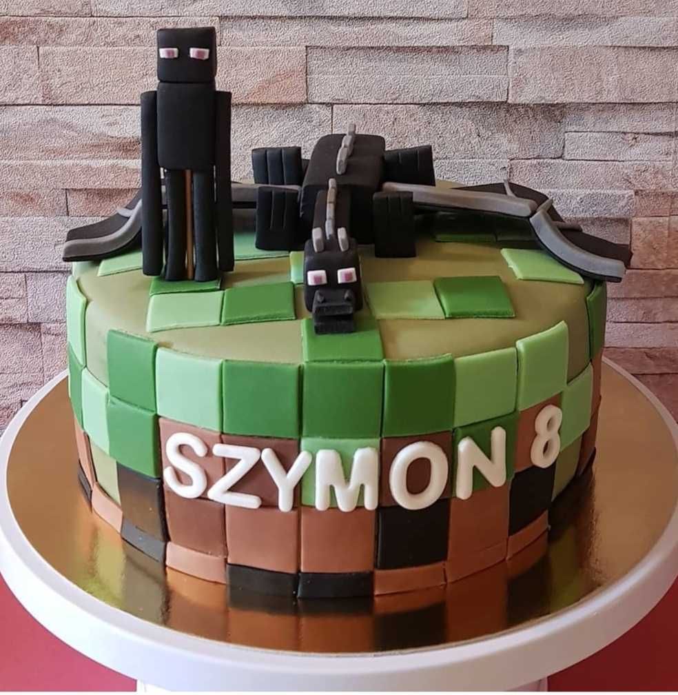 Kwadraciki 2 x 2 cm Minecraft z cukru na tort