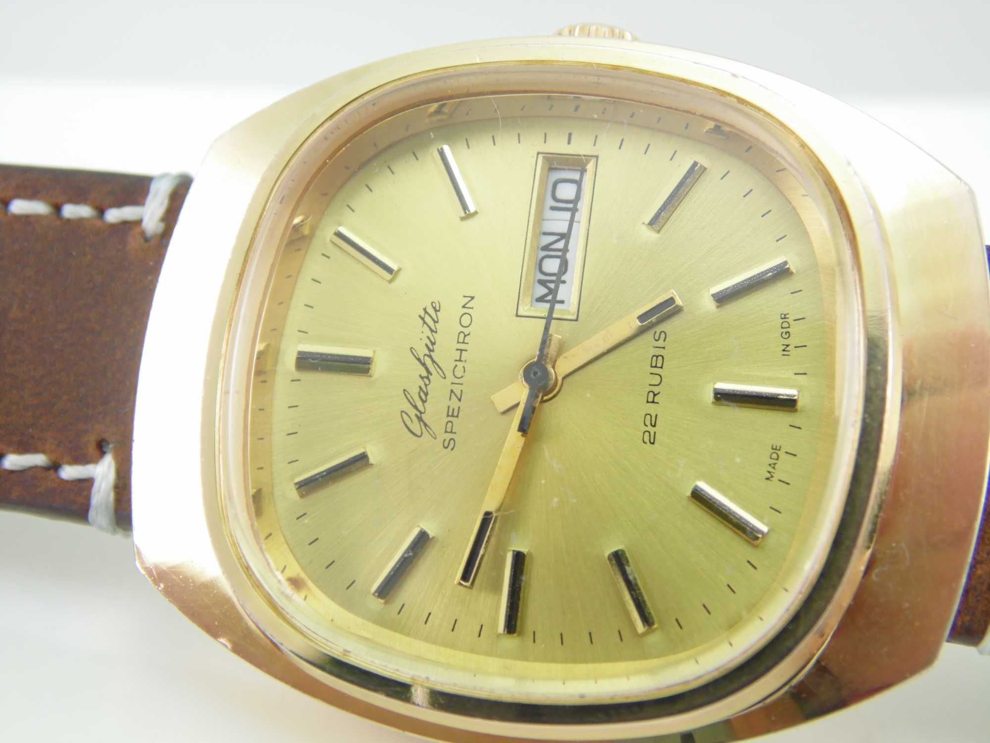 Niemiecki mechaniczny zegarek Glashutte spezichron . automatic 22 kam.